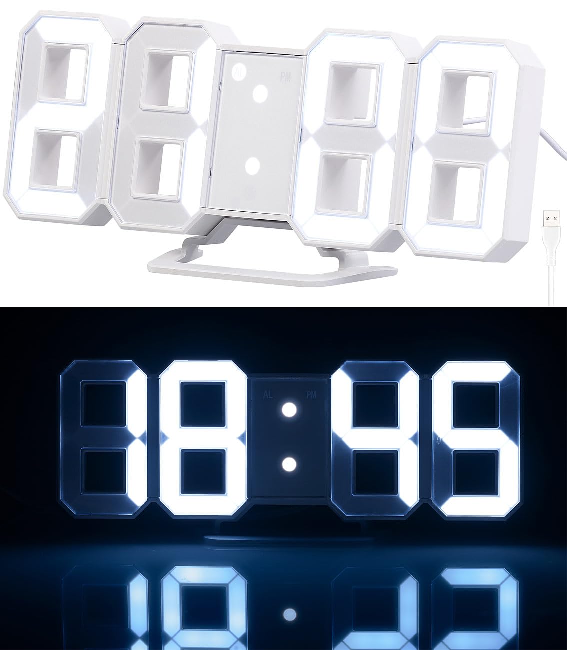 Lunartec LED-Tischuhr Wanduhr große Ziffern 21,5 cm mit Wecker