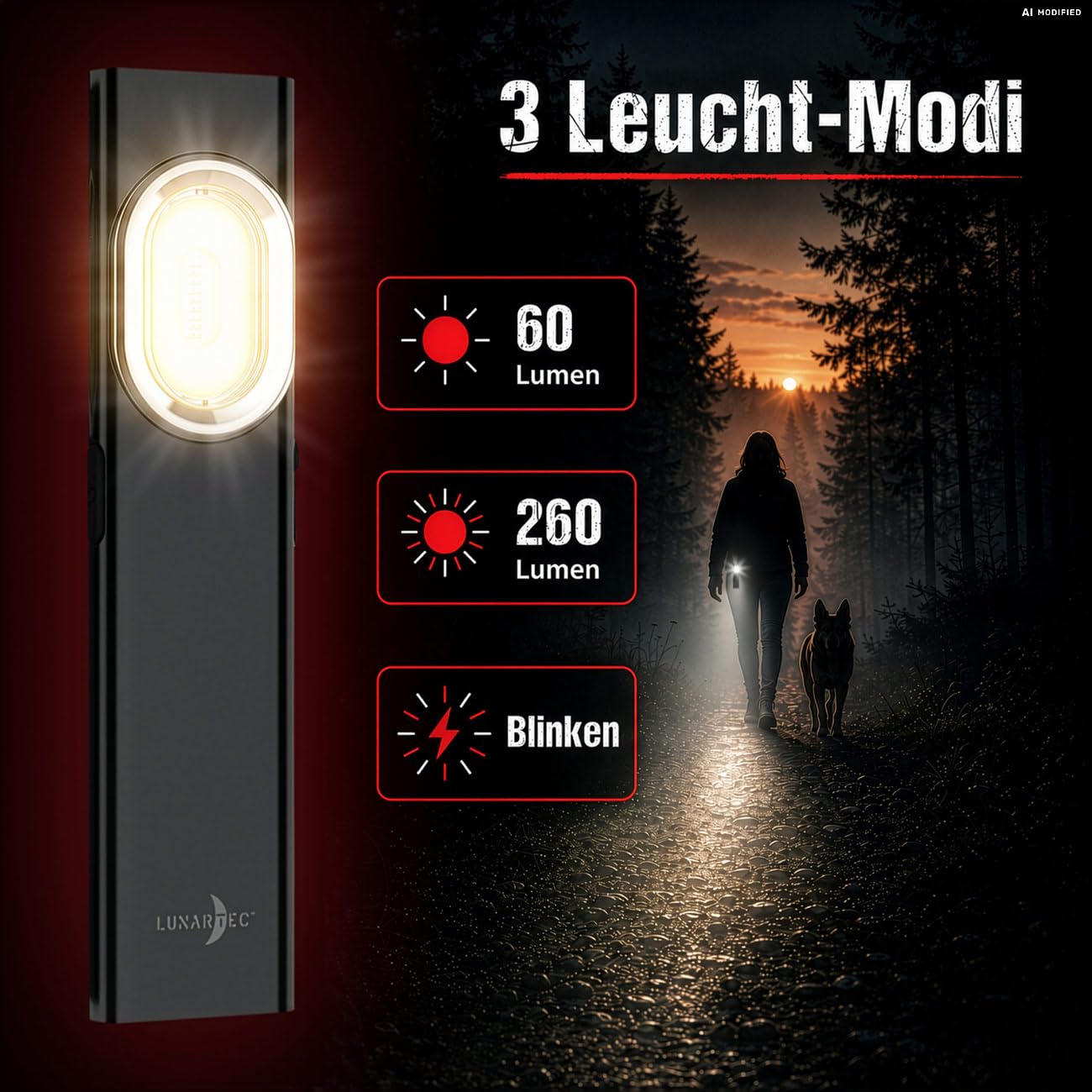 Lunartec Taschenlampen Mini-Arbeitsleuchte 4er-Set 700lm Akku