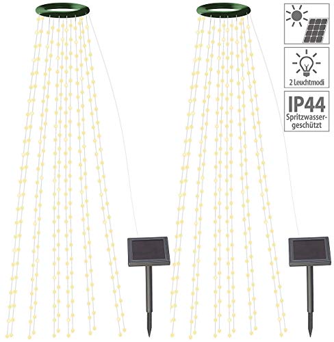 Lunartec Licht-Dekoration Solar Tannenbaum Lichterkette warmweiß 2er-Set 300 LEDs