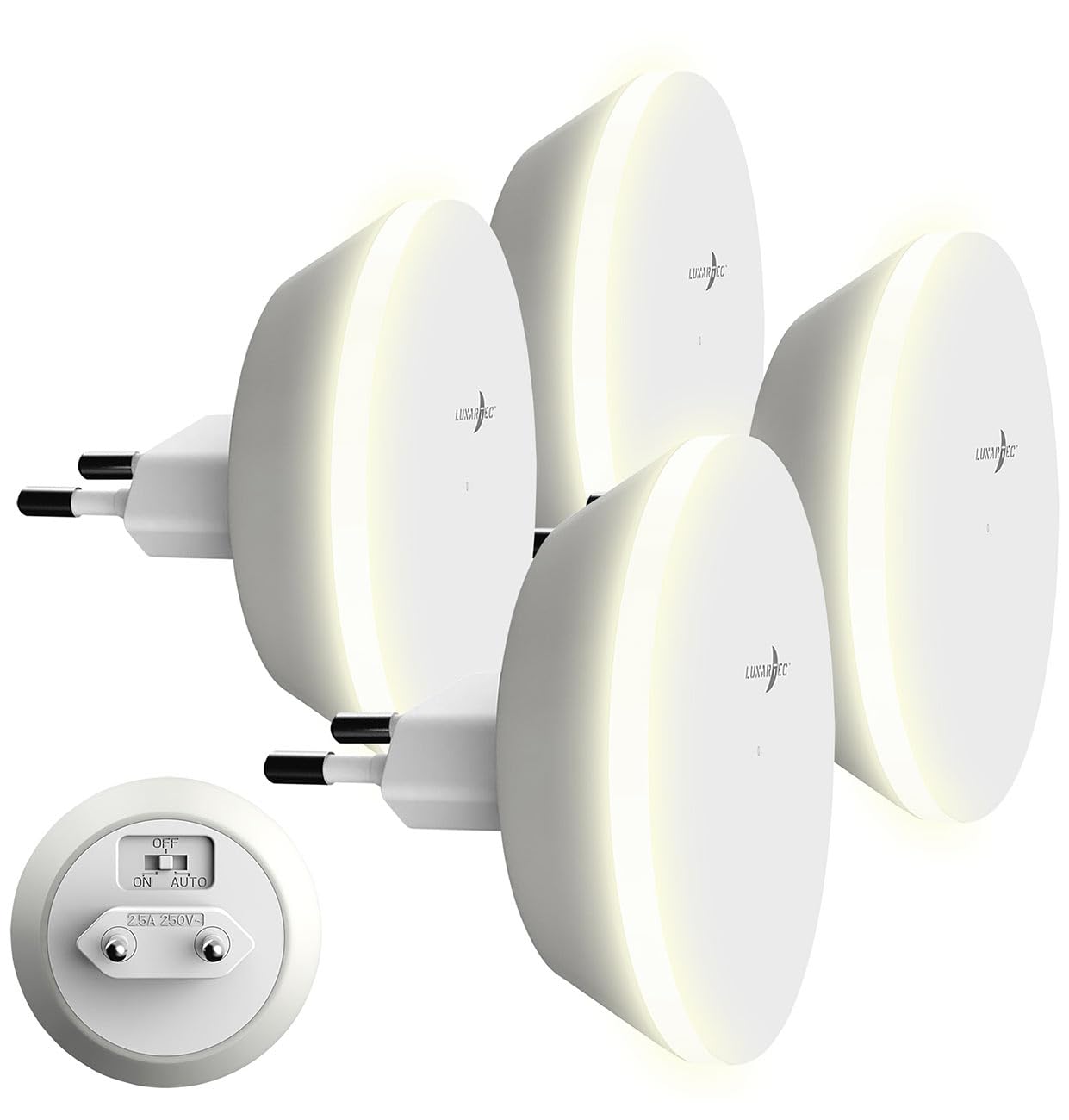 Lunartec Innenbeleuchtung LED-Nachtlicht 4er-Set rund dimmbar