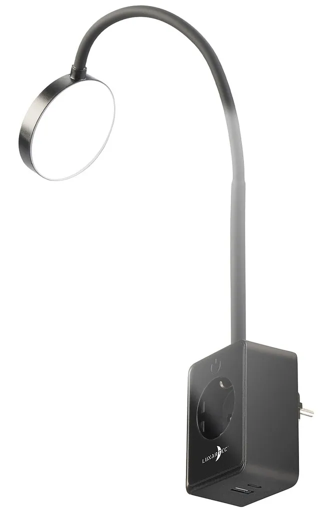 Lunartec Innenbeleuchtung Steckerleuchte LED dimmbar schwarz mit USB