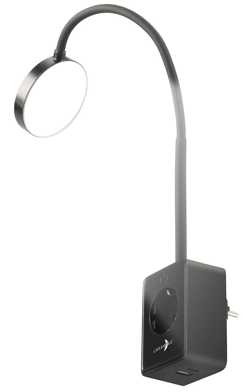Lunartec Innenbeleuchtung Steckerleuchte LED dimmbar schwarz mit USB