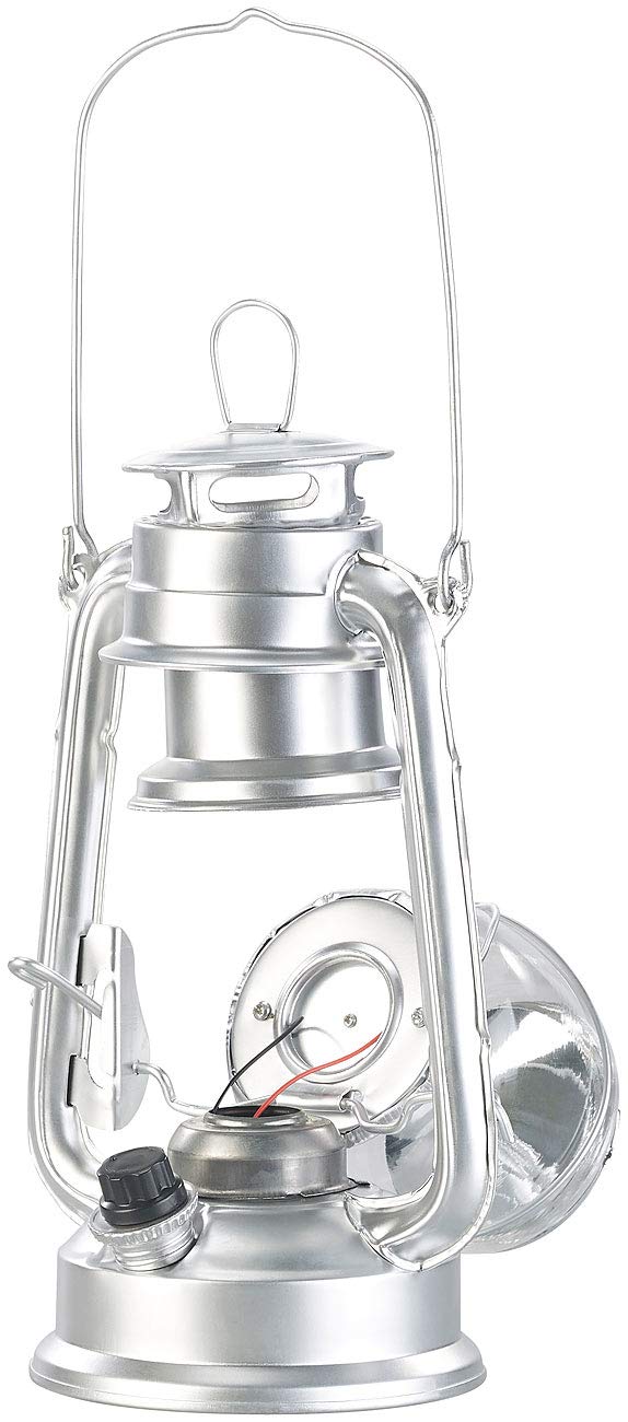 Lunartec Taschenlampen LED-Sturmlaterne silbern 200 lm batteriebetrieben