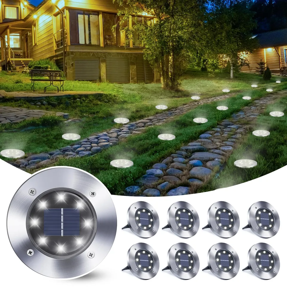Qedertek Lighting Solar Bodenleuchten 8 Stück weiß IP65 Edelstahl