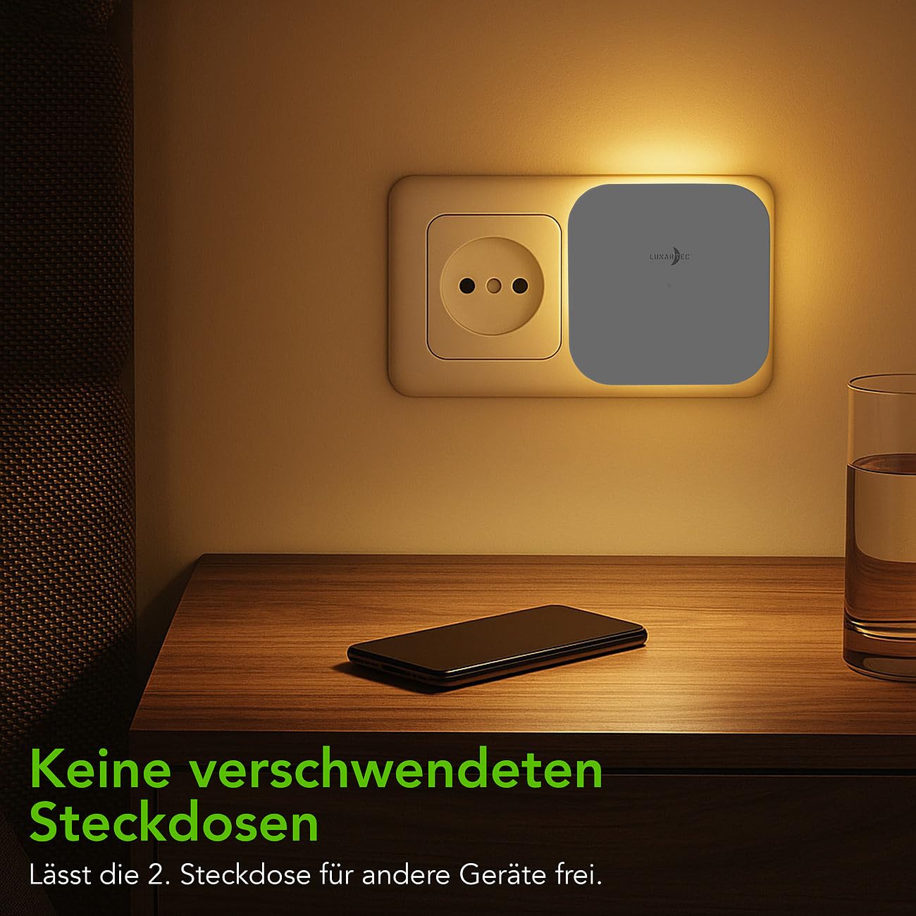 Lunartec Innenbeleuchtung 4er Steckdosen-Nachtlicht CCT dimmbar