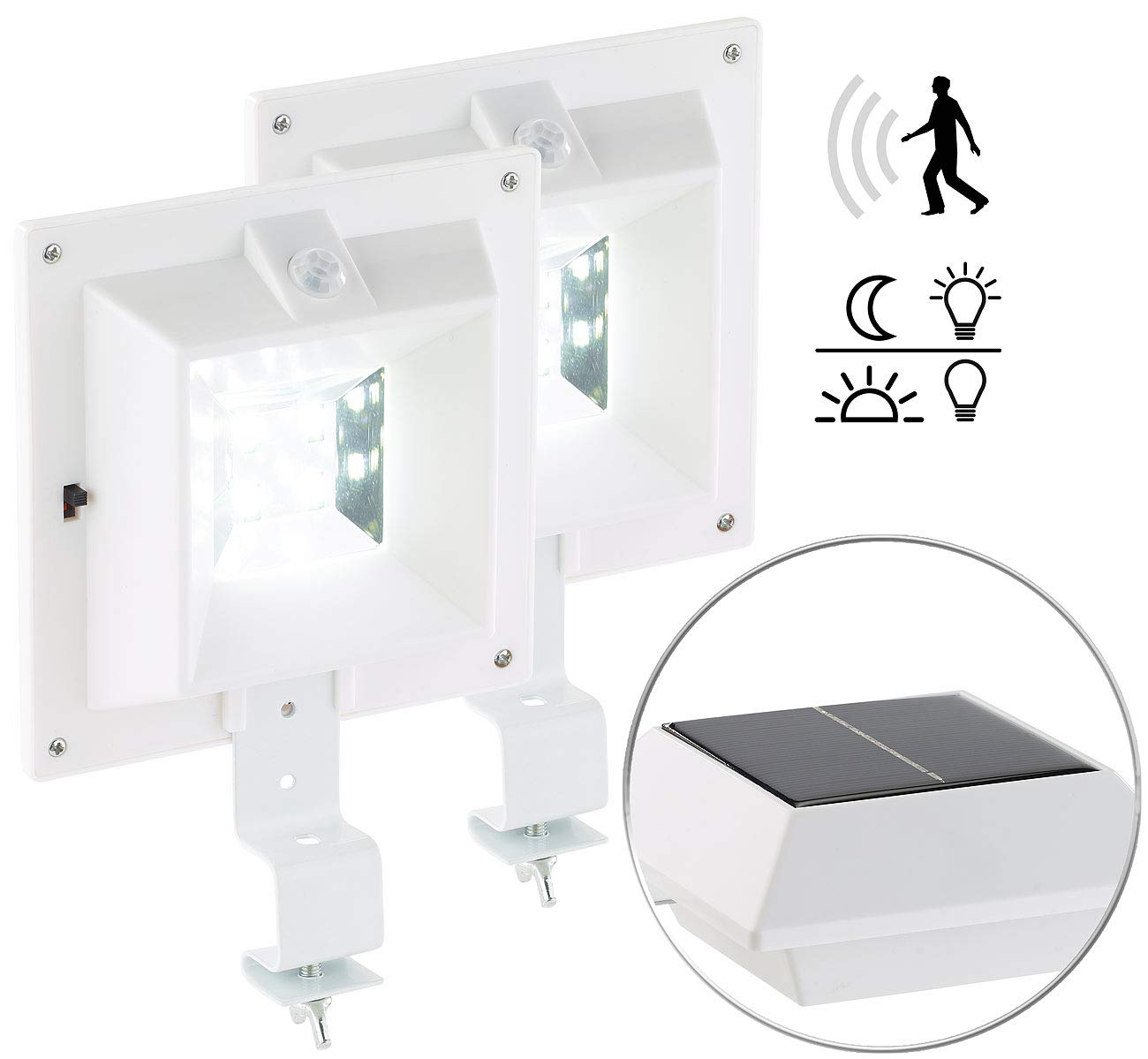 Lunartec Außenbeleuchtung Solar Dachrinnenleuchte 2er-Set 160lm