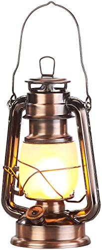 Lunartec Taschenlampen Sturmlaterne 25 cm bronze Flammen-Effekt