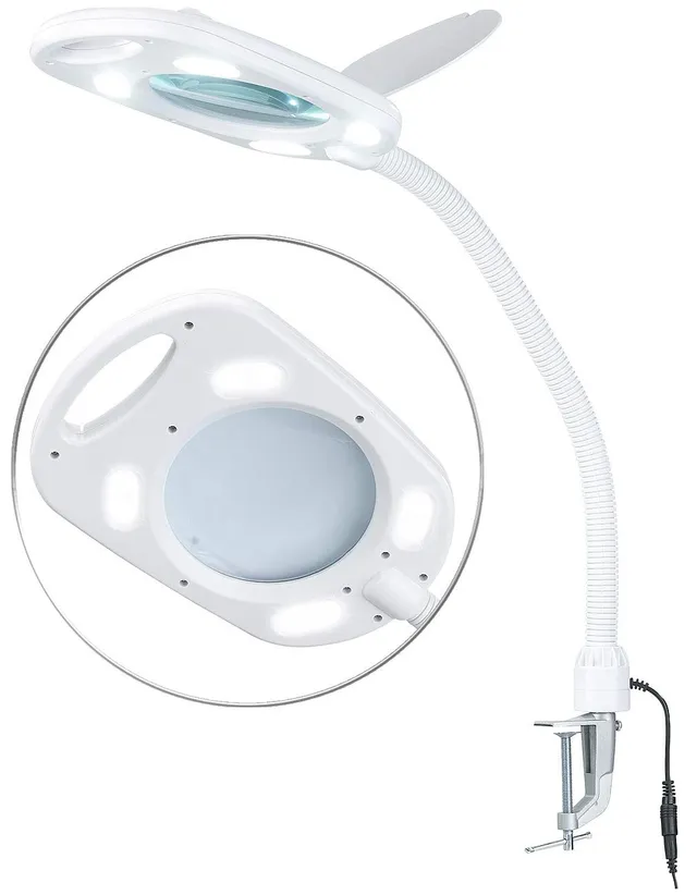 Lunartec LED-Uhren Glas-Lupenleuchte 5-fach 450 lm weiß