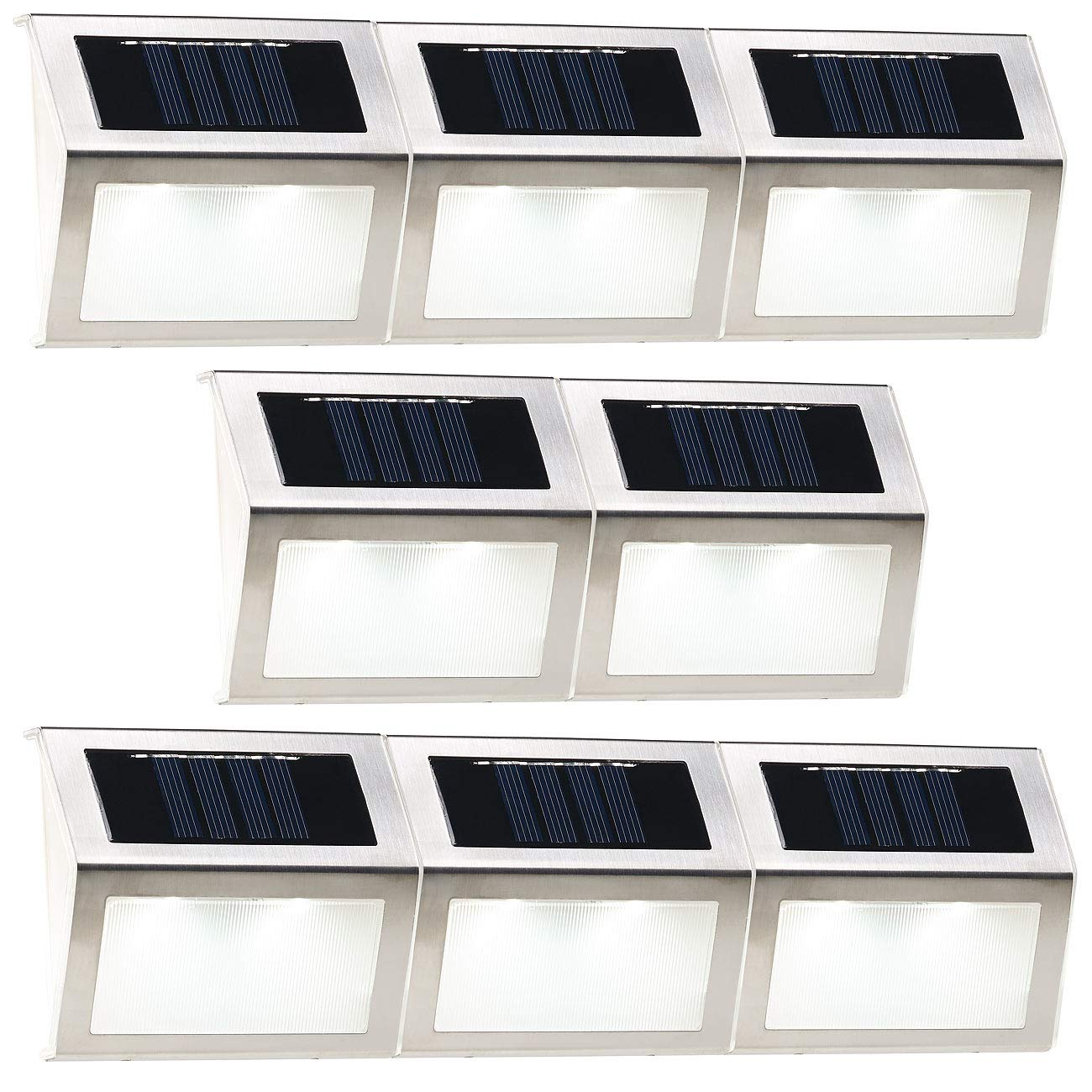 Lunartec Außenbeleuchtung Solar-Wandleuchte 8er-Set Edelstahl