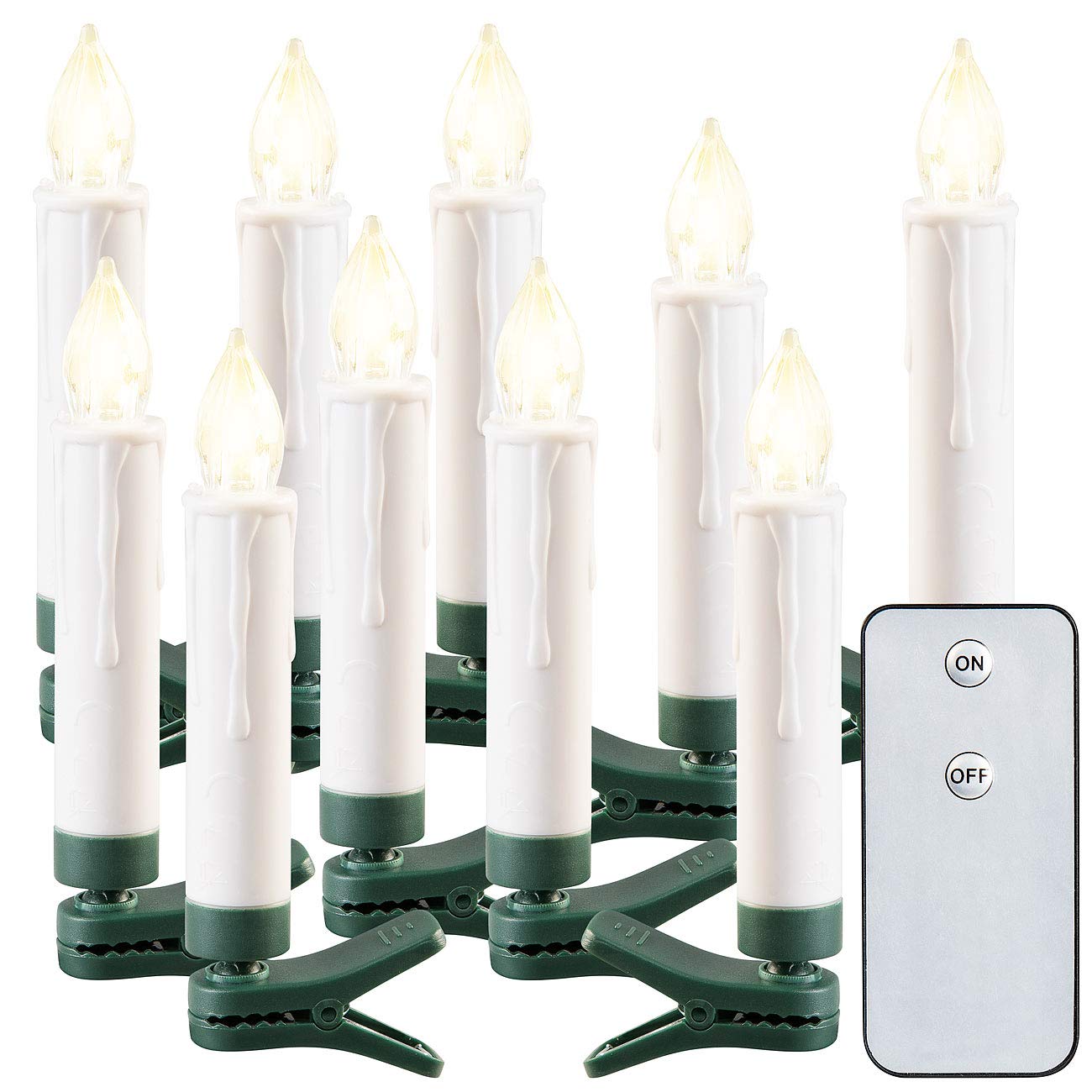 Lunartec Licht-Dekoration LED-Weihnachtsbaum-Kerzen 10er-Set IP44