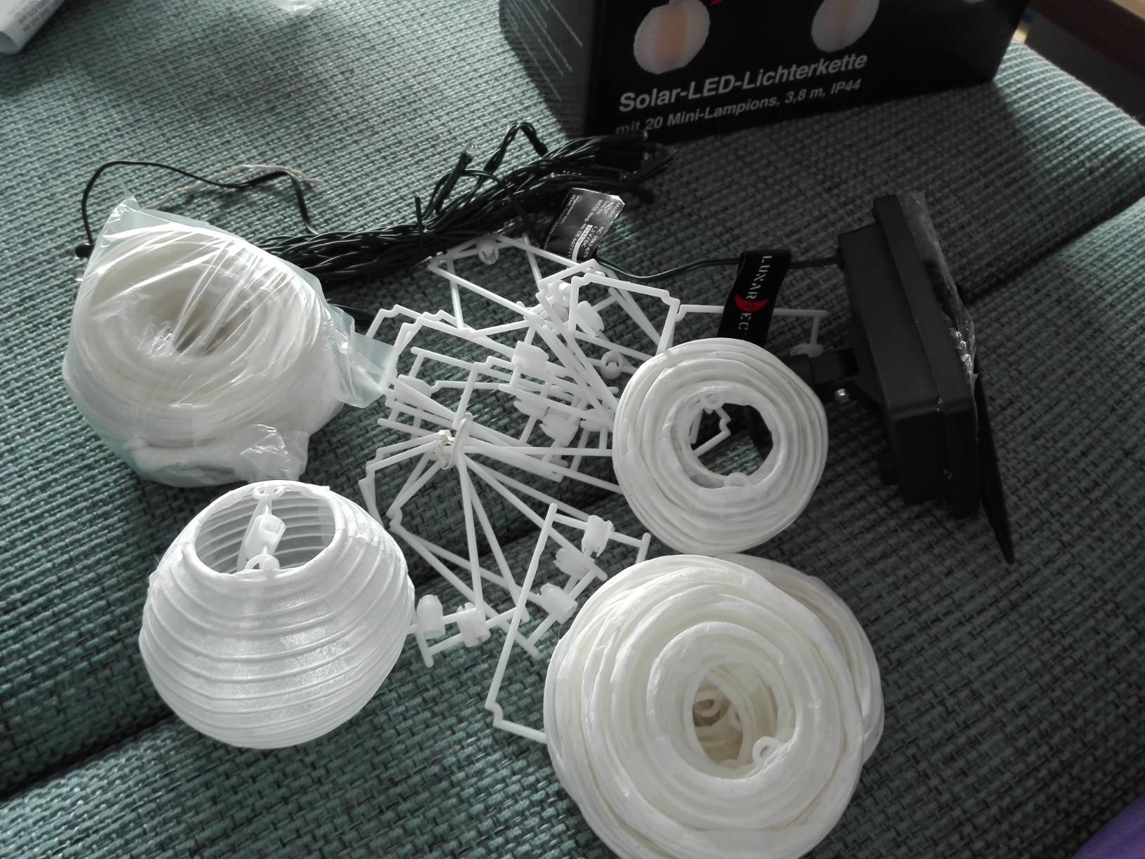 Lunartec Licht-Dekoration Solar-Lampionkette warmweiß 20er 5,8m