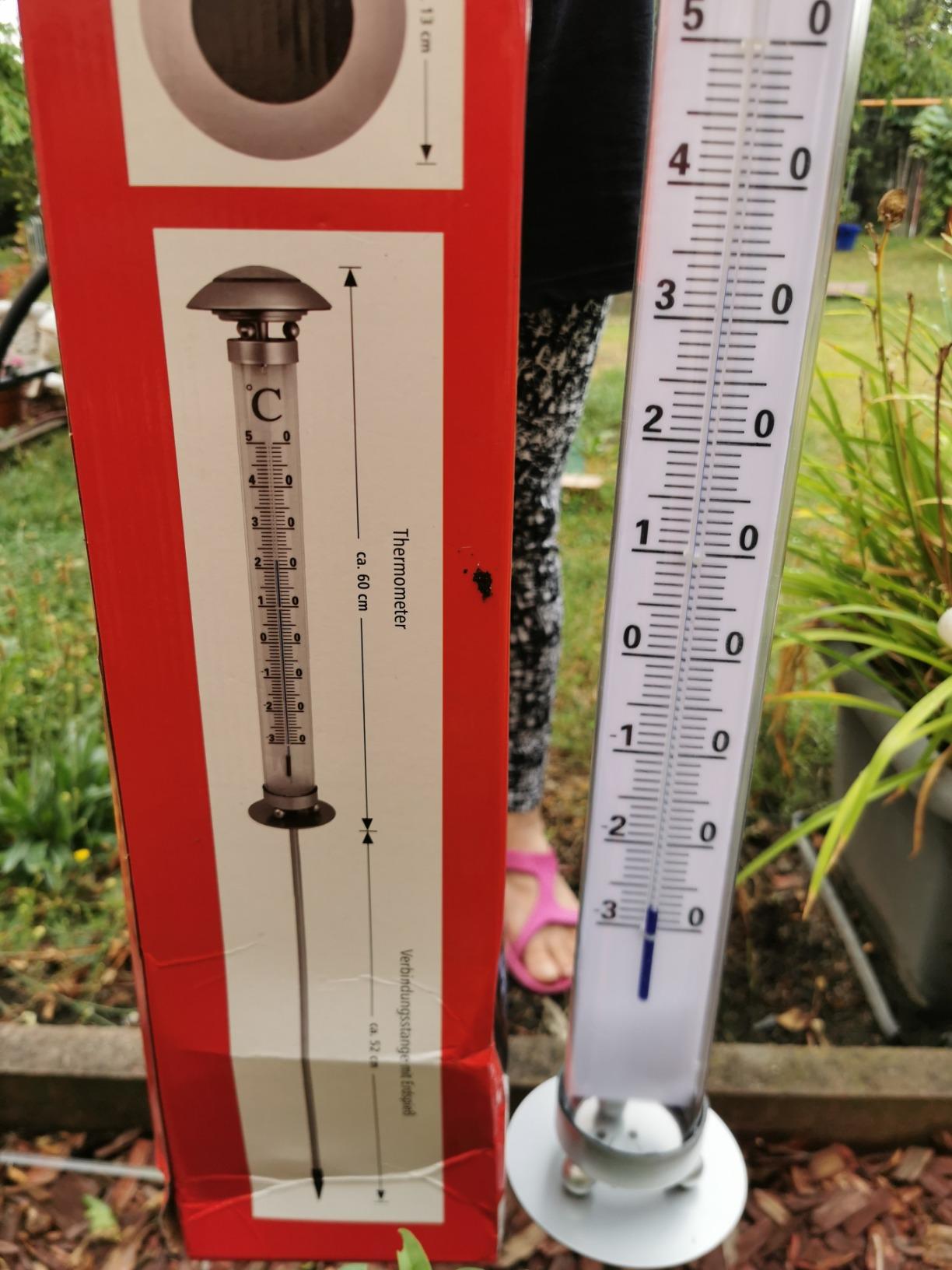 Bonetti Solar Lights Gartenthermometer 112cm kaltweiß mit Erdspieß