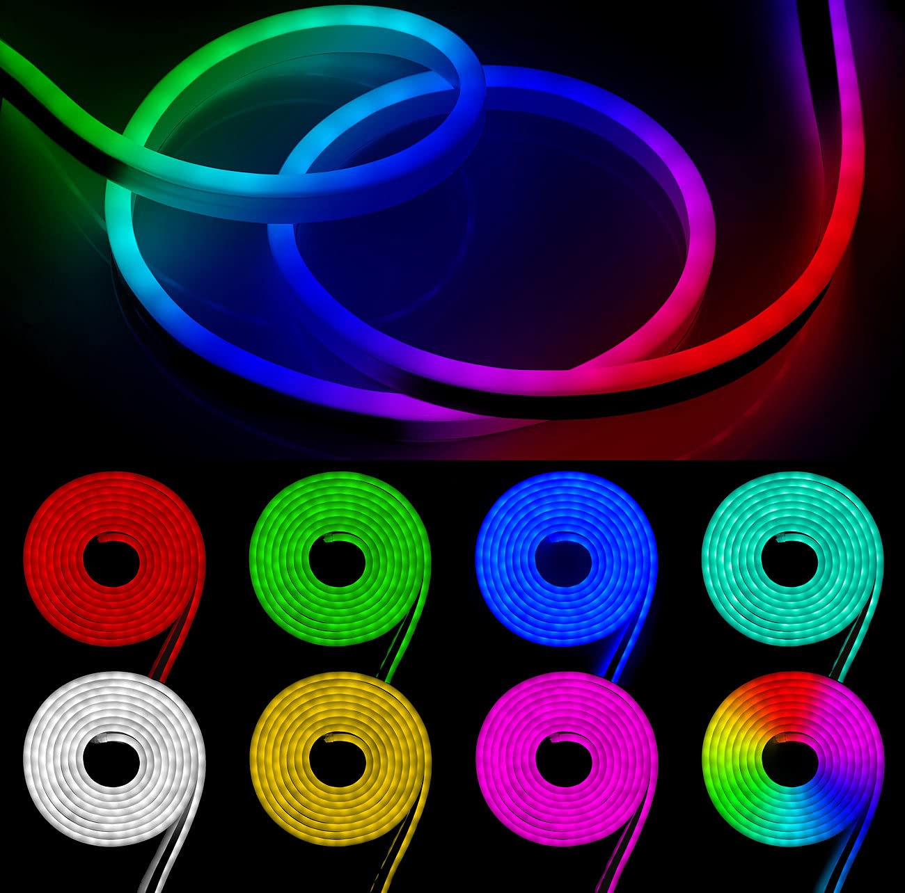 Lunartec Innenbeleuchtung WLAN Neon-Schlauch RGBW 5m IP65