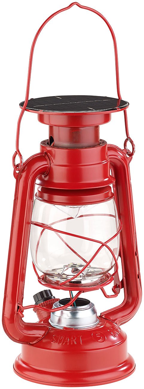 Lunartec Außenbeleuchtung Solar-Laterne 2er 23cm rot 40lm