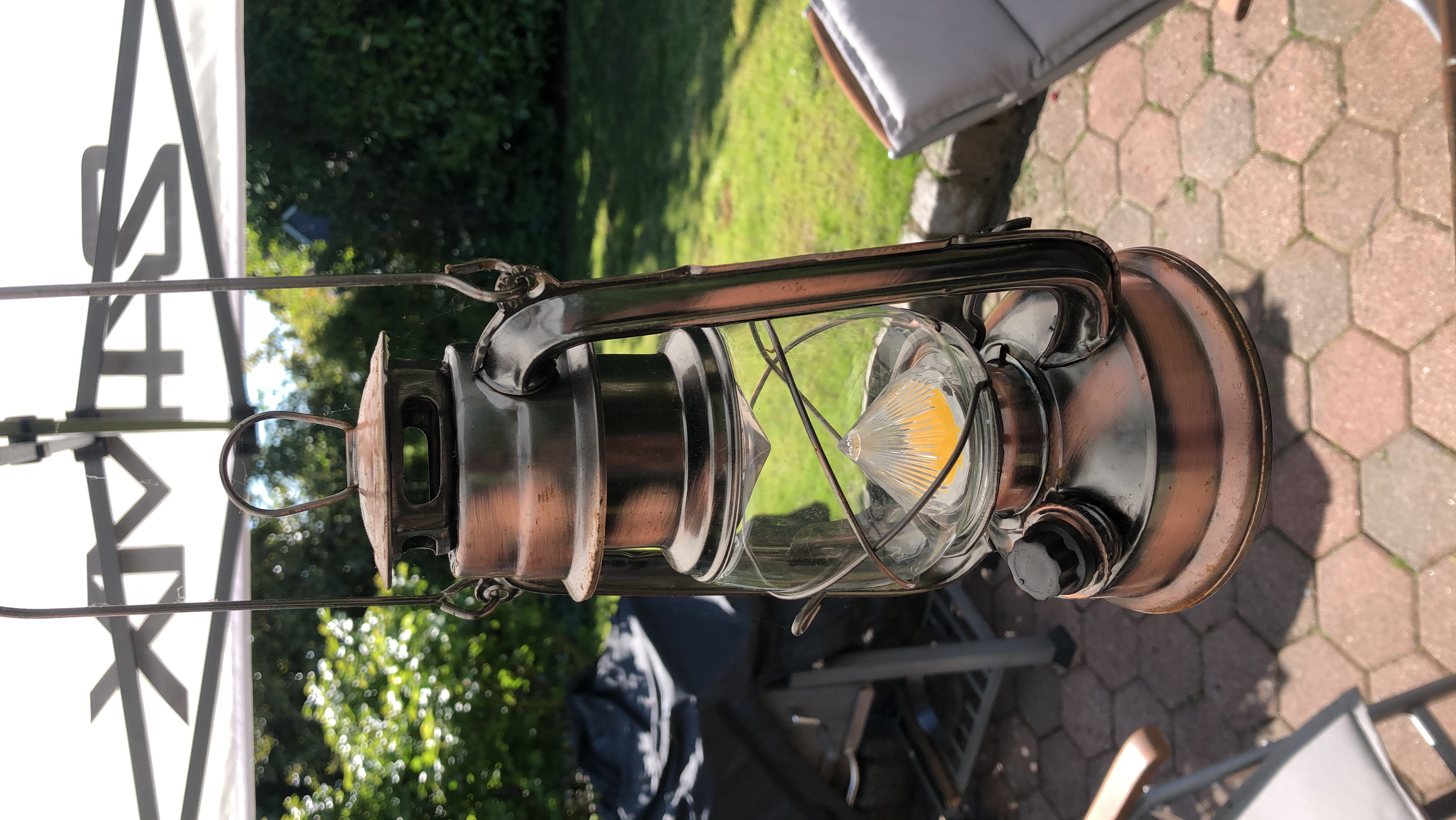 Lunartec Sturmlaterne LED Bronze warmweiß batteriebetrieben