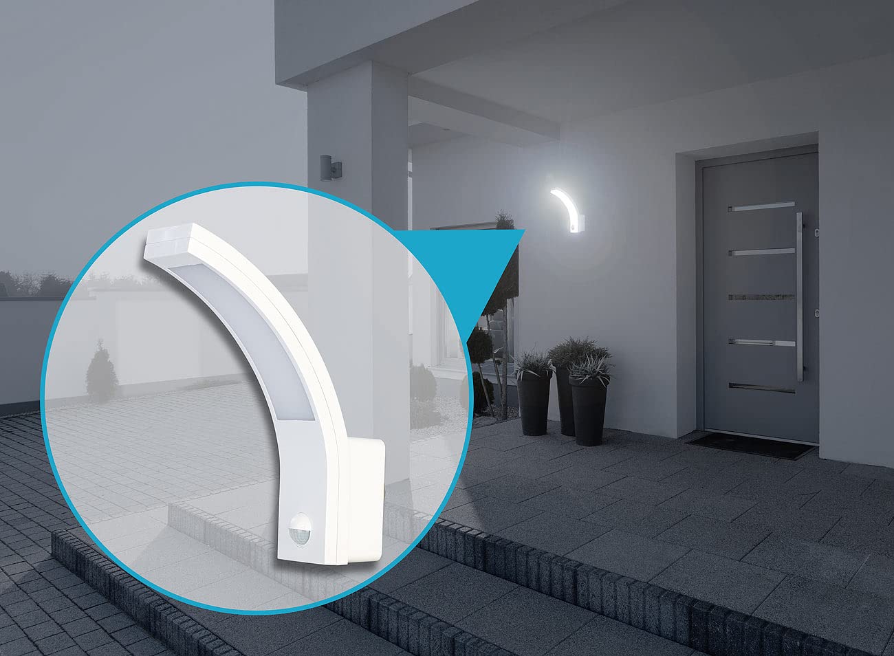 Lunartec Außenbeleuchtung LED-Wandleuchte 1100 lm weiß Sensor