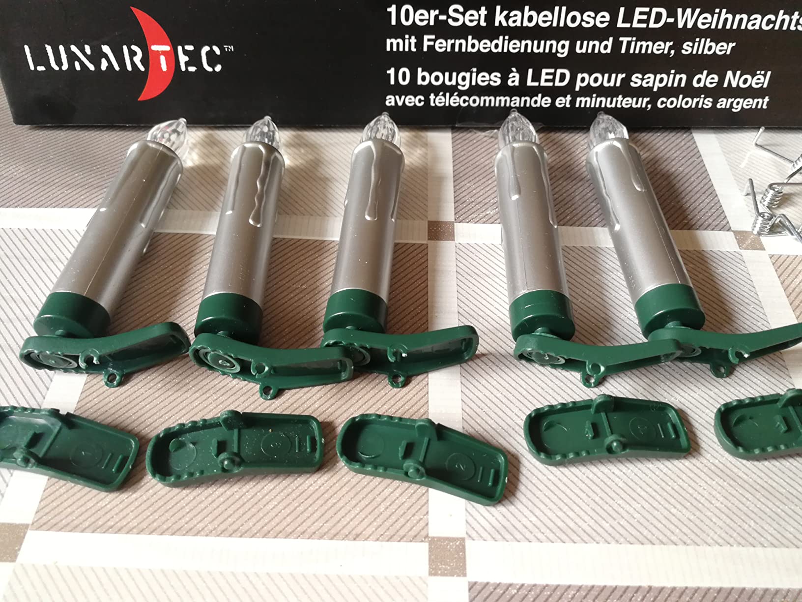 Lunartec Licht-Dekoration Christbaumkerzen LED 30er Silber Timer