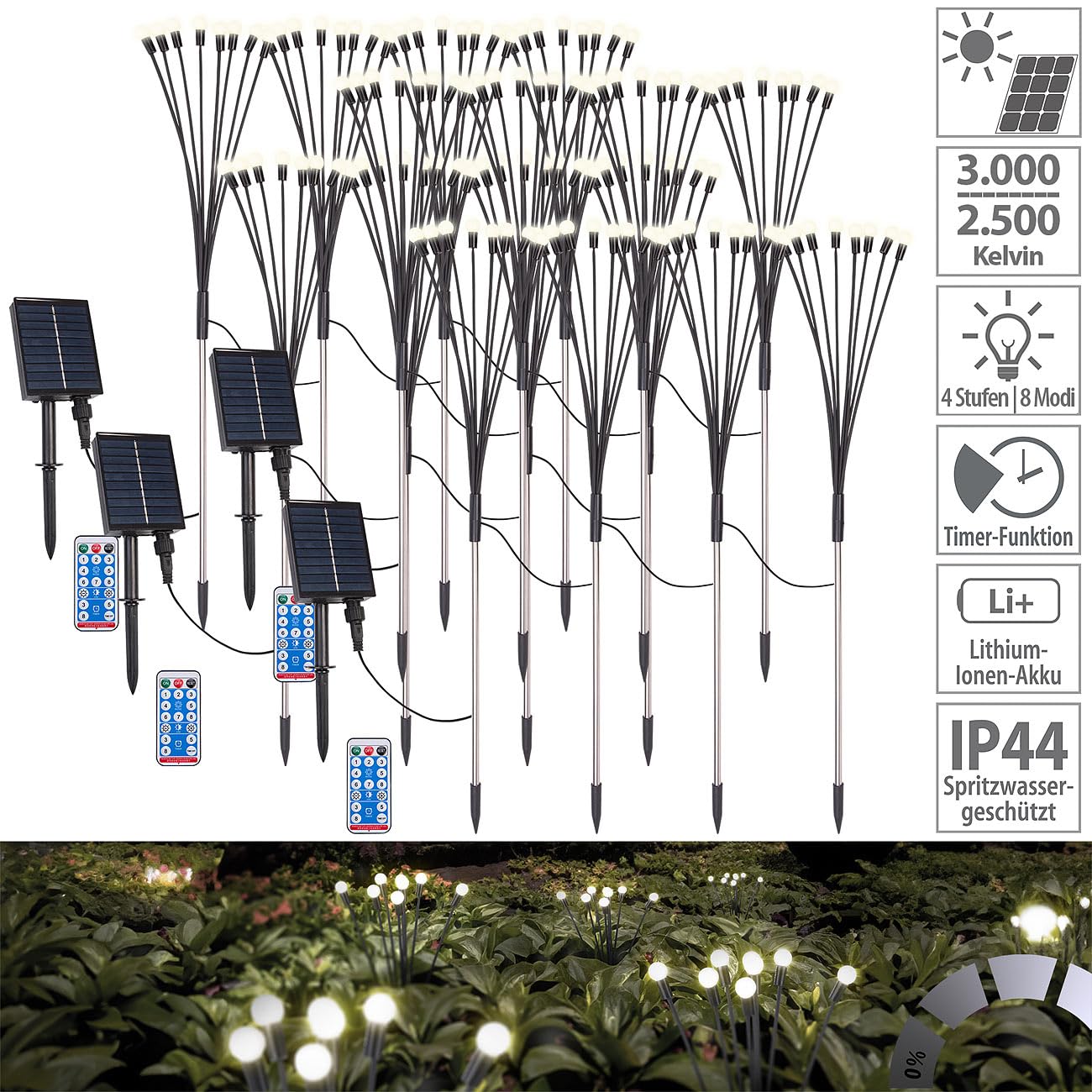 Lunartec Licht-Dekoration Solar-Glühwürmchen 16er warmweiß