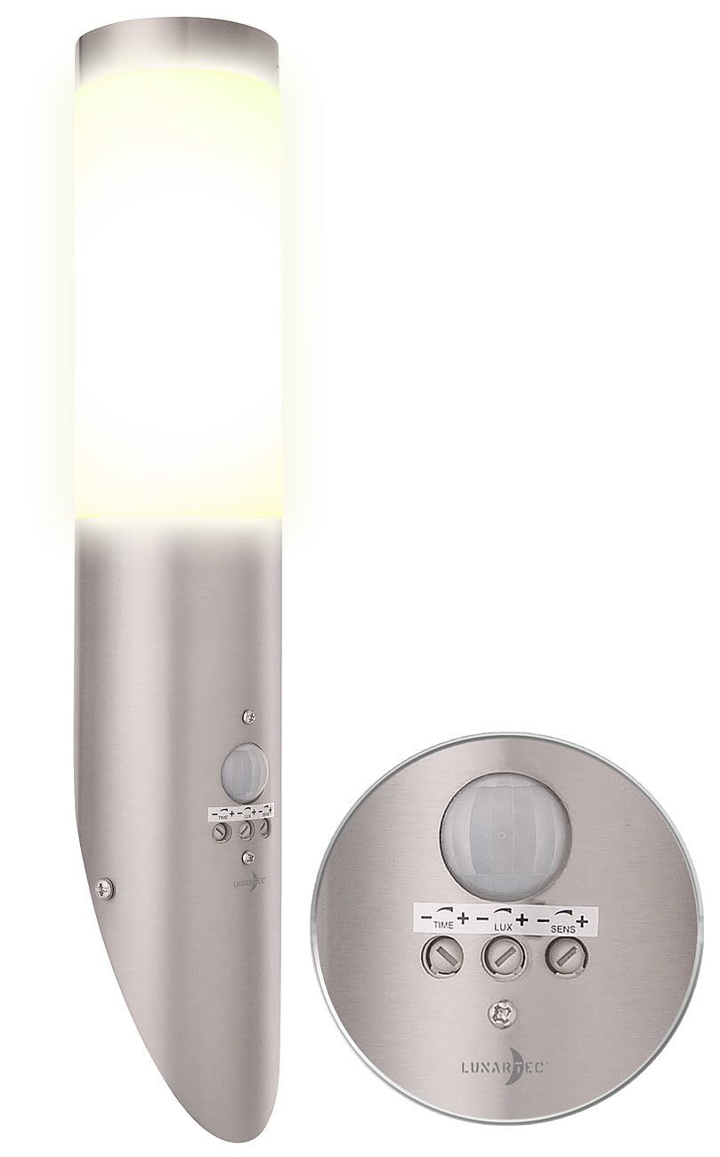 Lunartec Außenbeleuchtung E27 Wandlampe Sensor Edelstahl