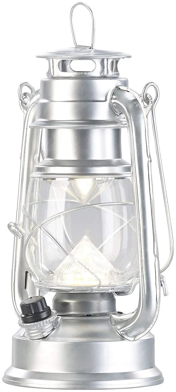 Lunartec Taschenlampen LED-Sturmlaterne Akku 200lm silbern