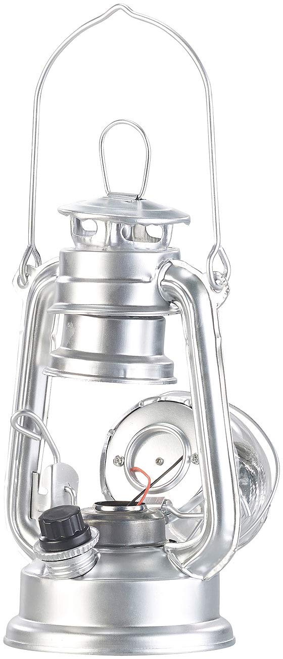 Lunartec Sturmlaterne silbern Batterie LED-Laterne 200lm