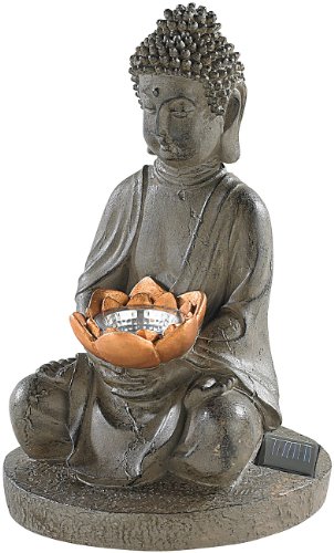 Lunartec Licht-Dekoration Solar-Buddha 28 cm Steinoptik bronze