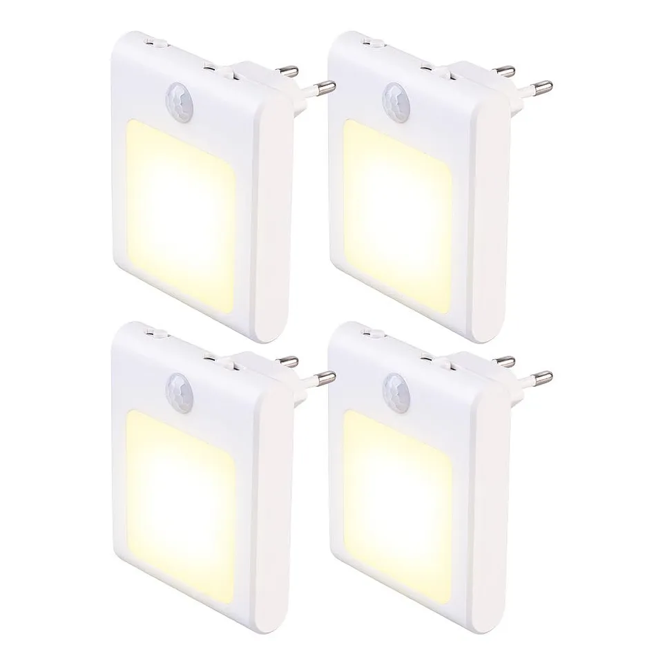 Lunartec Innenbeleuchtung LED-Nachtlicht Steckdose 4er-Set dimmbar