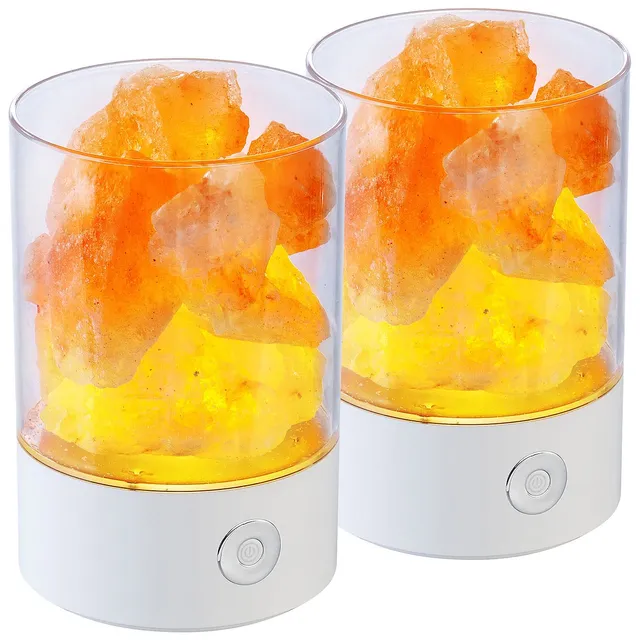 Lunartec Licht-Dekoration Steinsalzlampe RGB-LED 2er-Set 7 Farben