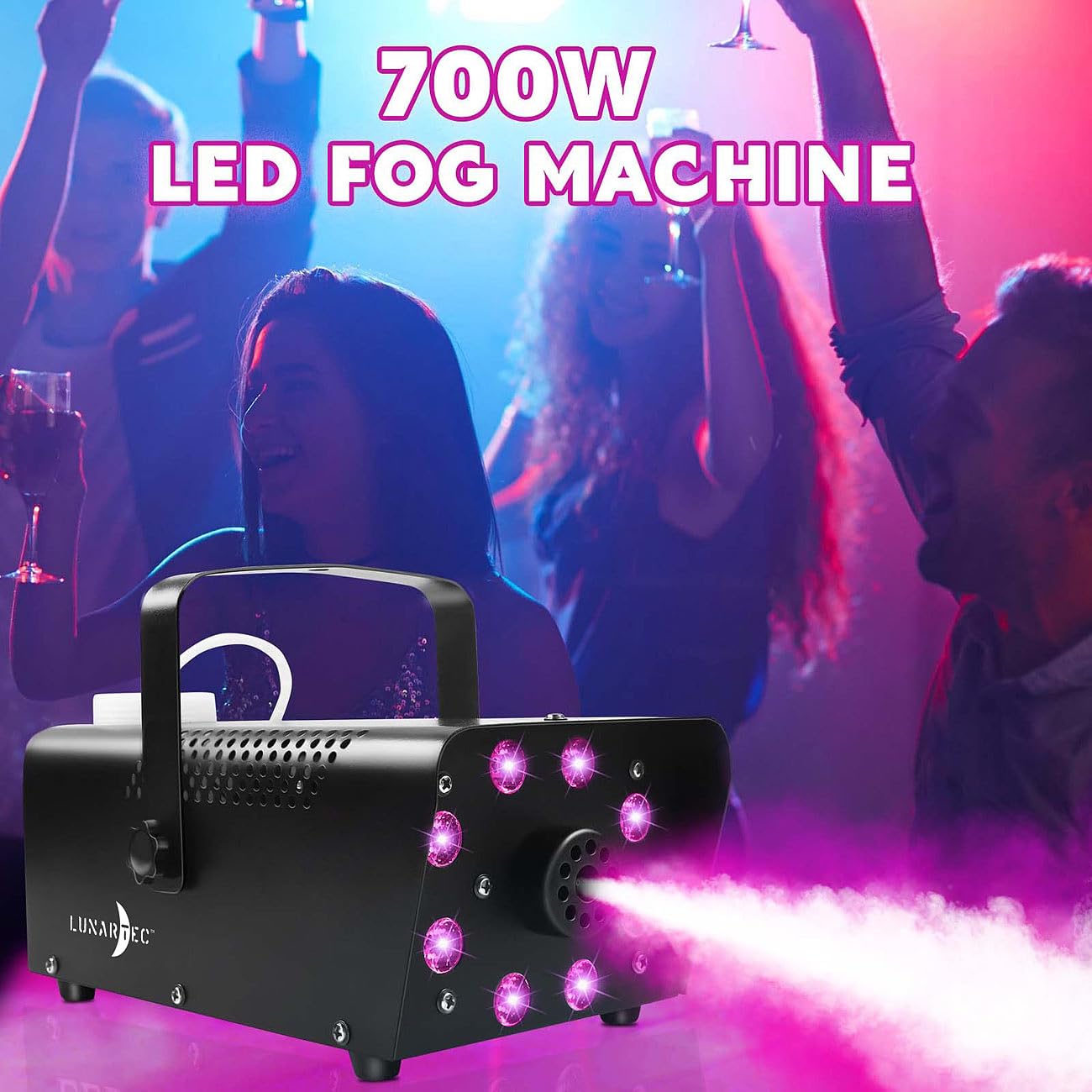 Lunartec Licht-Dekoration Nebelmaschine 700W RGB 300ml Fernbedienung
