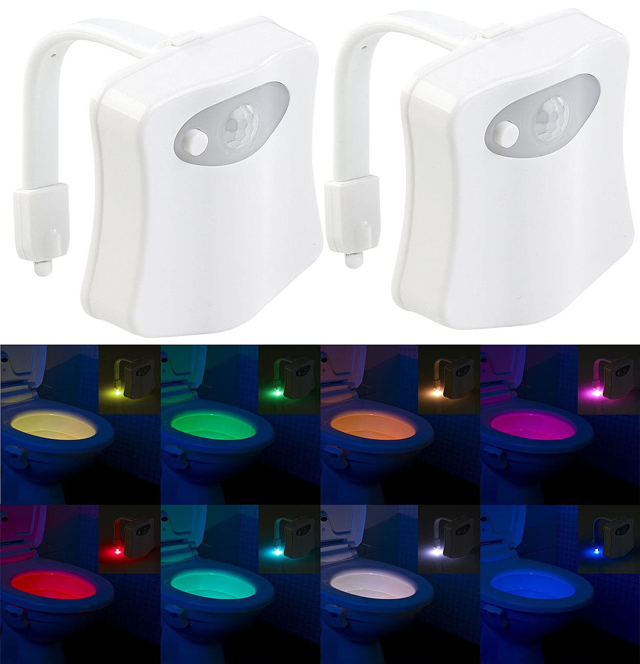 Lunartec WC Licht 2er-Pack LED Toilettenlicht 16 Farben