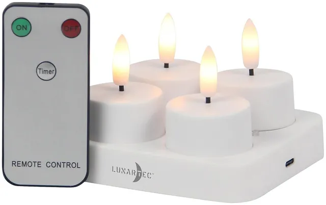 Lunartec 4er LED-Teelichter Akku Fernbedienung Timer