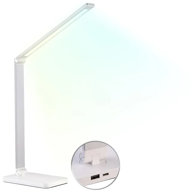 Lunartec Leuchtmittel Tischlampe LED Akku silber CCT