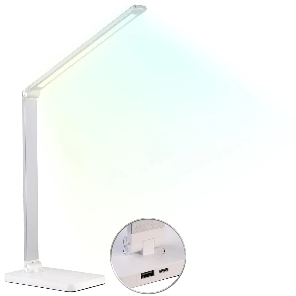 Lunartec Leuchtmittel Tischlampe LED Akku silber CCT