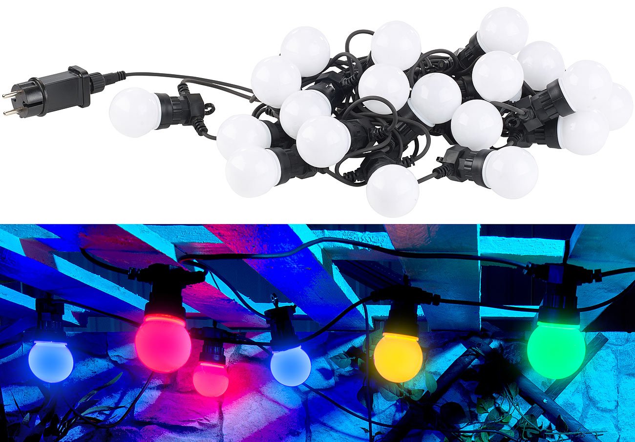 Lunartec Licht-Dekoration Lichterkette Birne 20er 9,5 m bunt