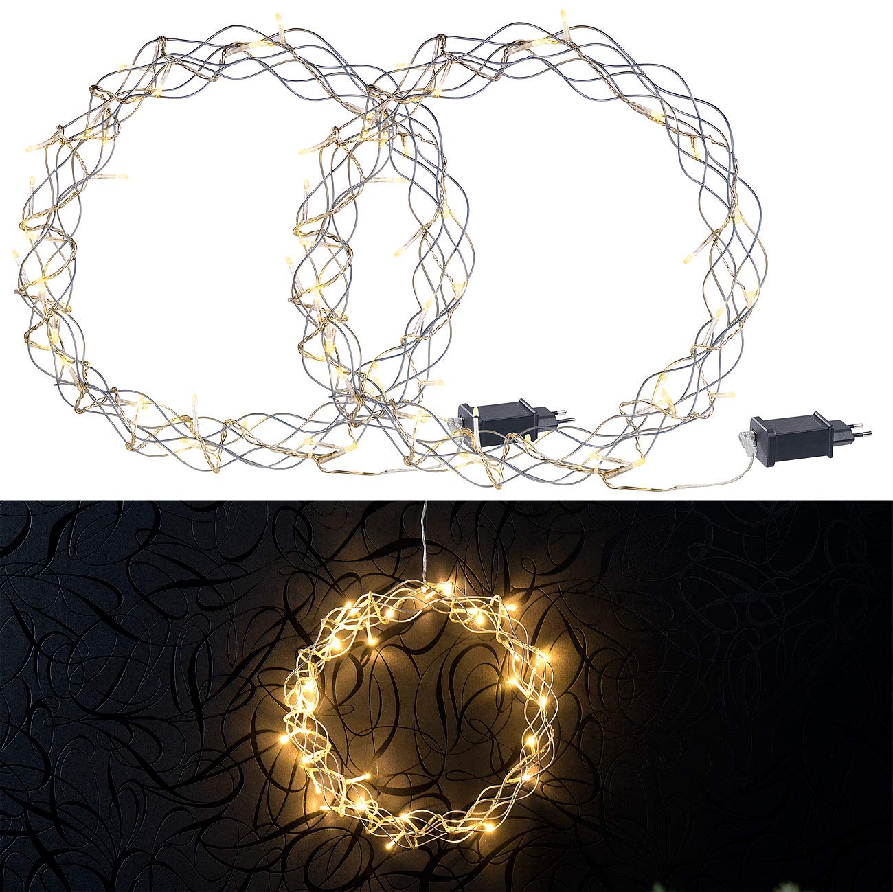 Lunartec Licht-Dekoration LED-Lichtkranz 32 LEDs 30 cm 2er-Set