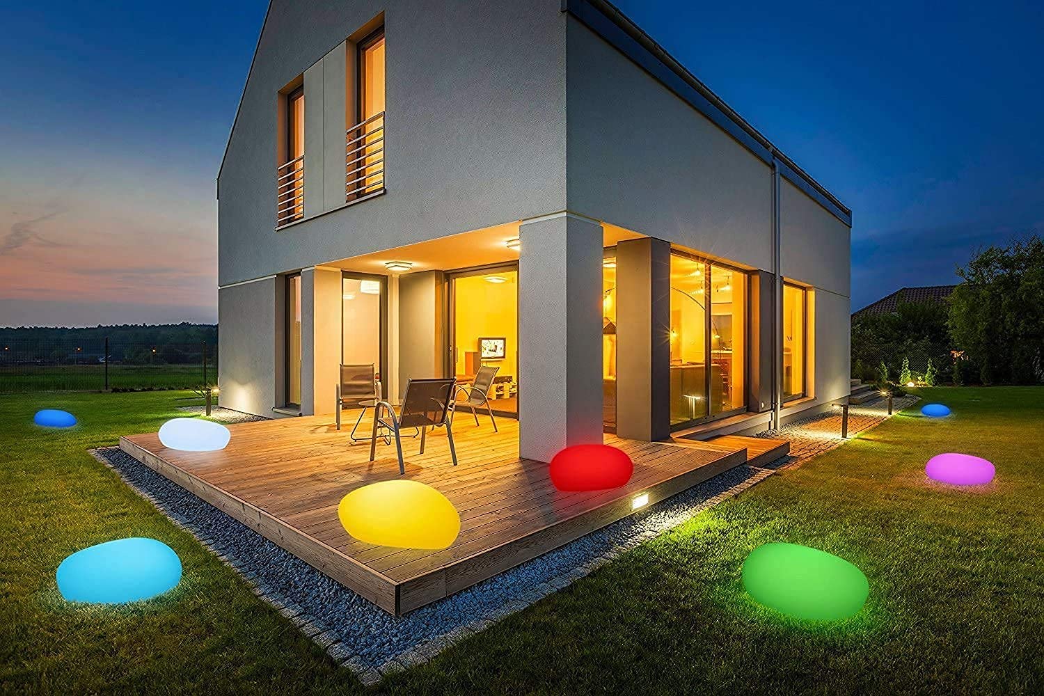 Bonetti Solar Lights Solarlampe Stein 40 cm RGB warmweiß