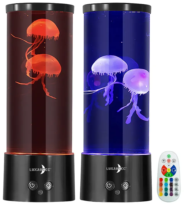 Lunartec Licht-Dekoration LED-Quallen-Lampe 2er-Set 17 Farben