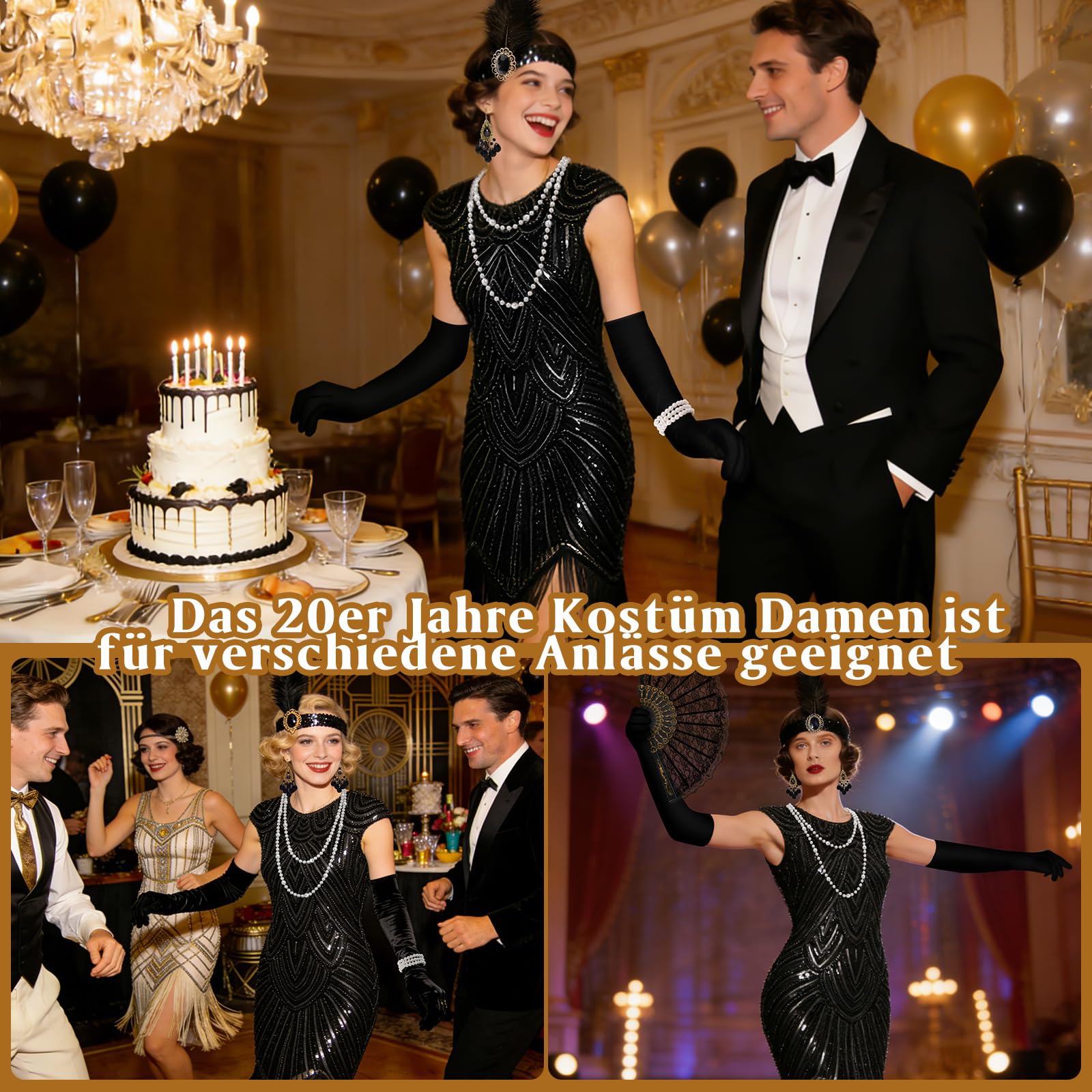 WEARXI 20er Jahre Kostüm Damen Gatsby Kleid M Charleston