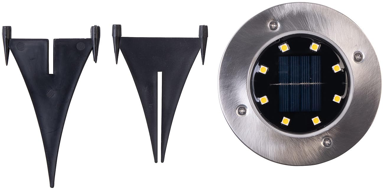 Lunartec Außenbeleuchtung 24er Solar-Bodenleuchte Edelstahl warmweiß