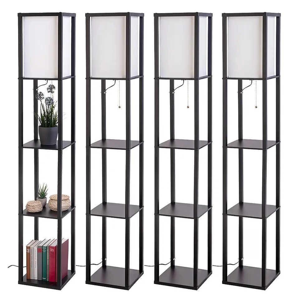 Lunartec Innenbeleuchtung Stand-Regal Stehlampe schwarz 4er-Set