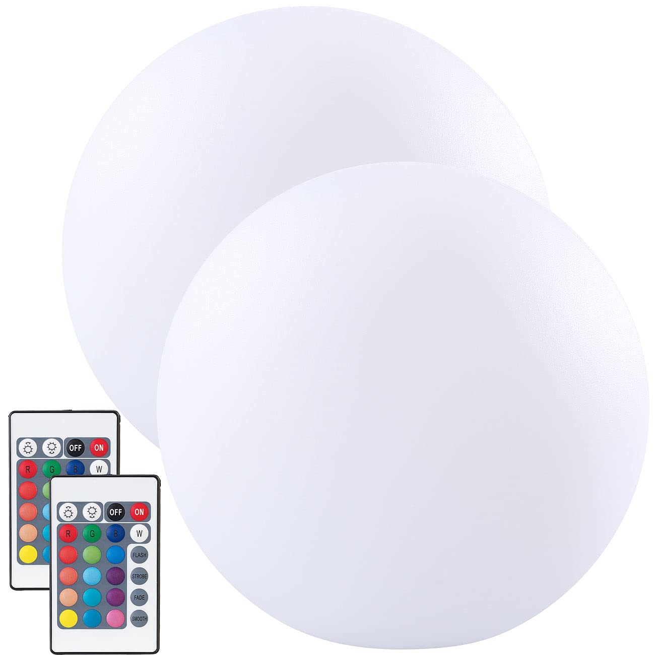 Lunartec Licht-Dekoration Akku-Leuchtkugeln 2er-Set 30cm RGBW