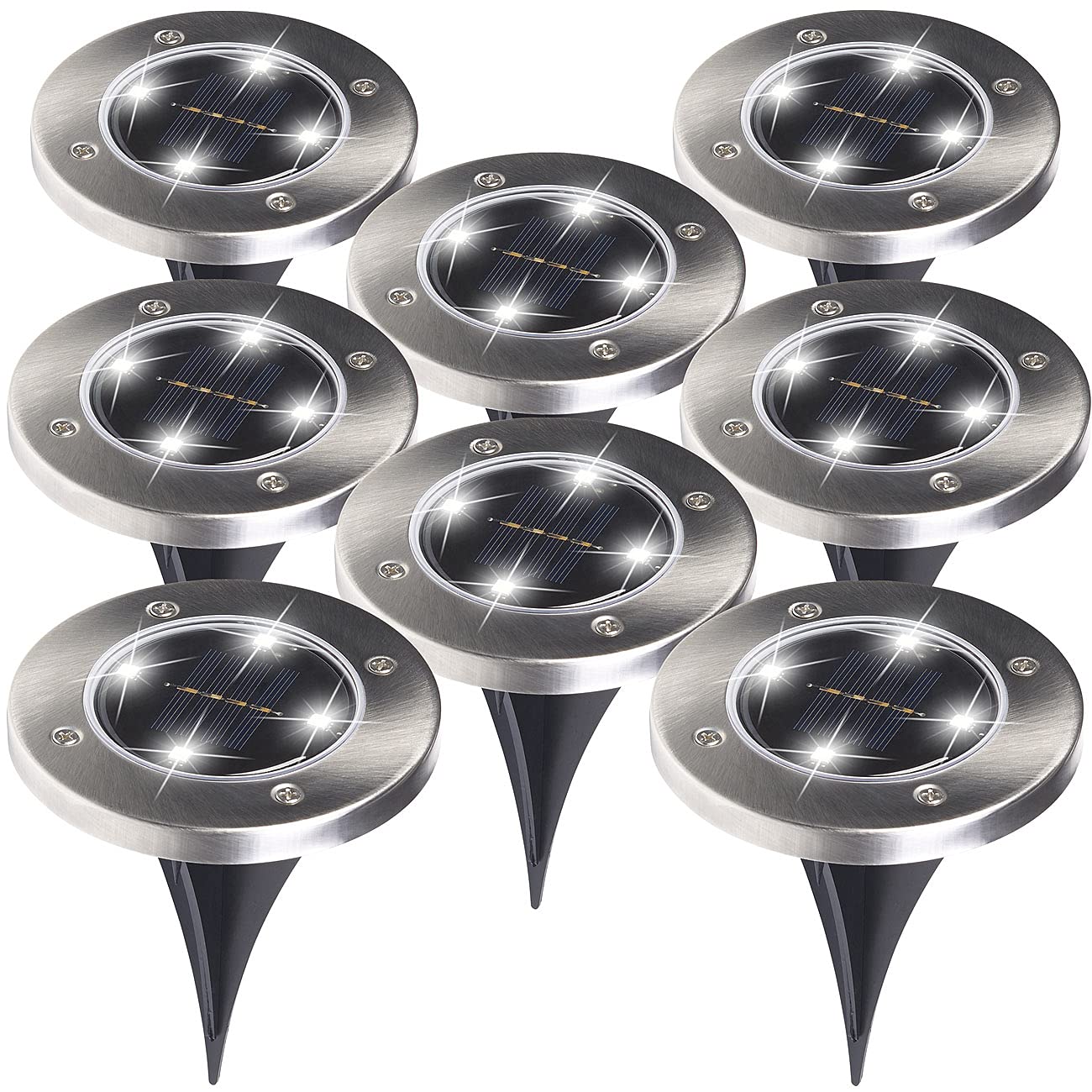 Lunartec Außenbeleuchtung Solar-Gartenstrahler tageslichtweiß IP44 8er-Set