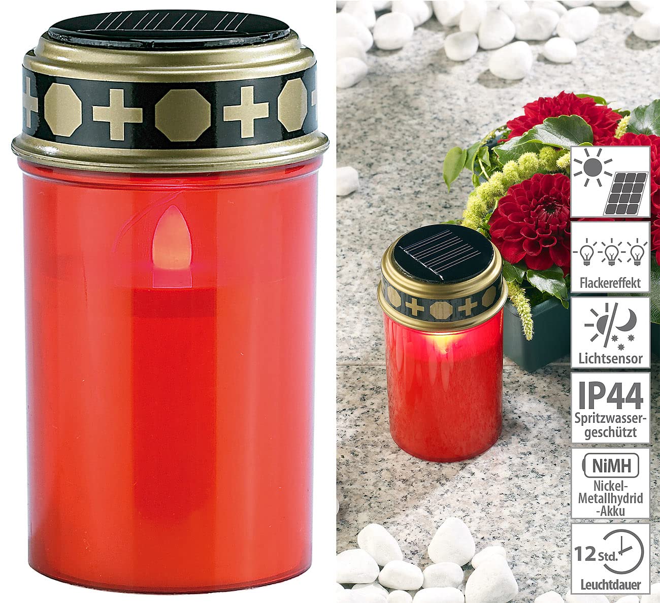 Lunartec Solar-Grablicht LED rot flackernd 4er-Set