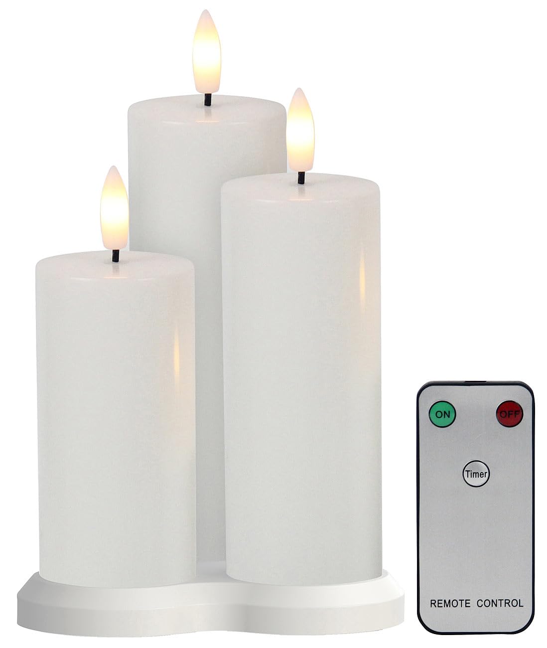 Lunartec Licht-Dekoration LED-Stumpenkerzen 3er weiß warmweiß