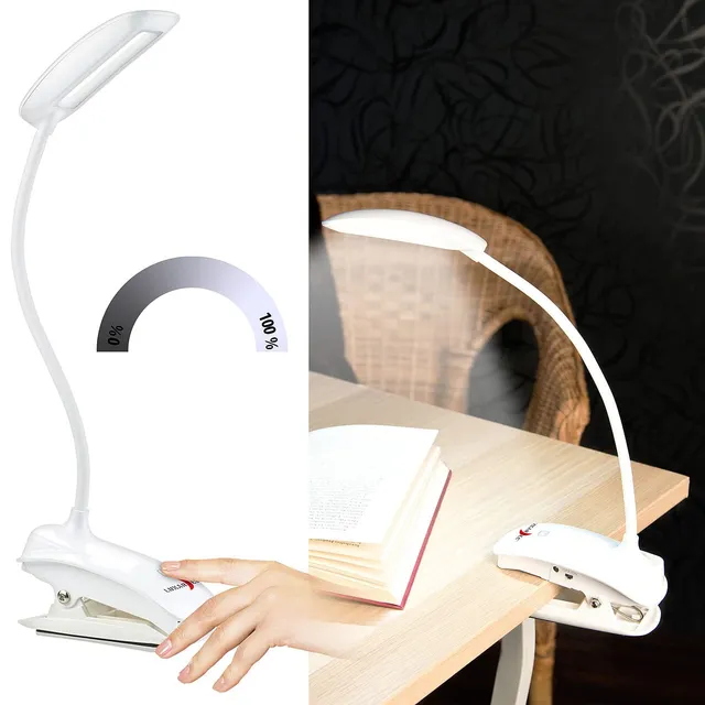 Lunartec Klemmleselampe Akku Schwanenhals 3W COB-LED USB