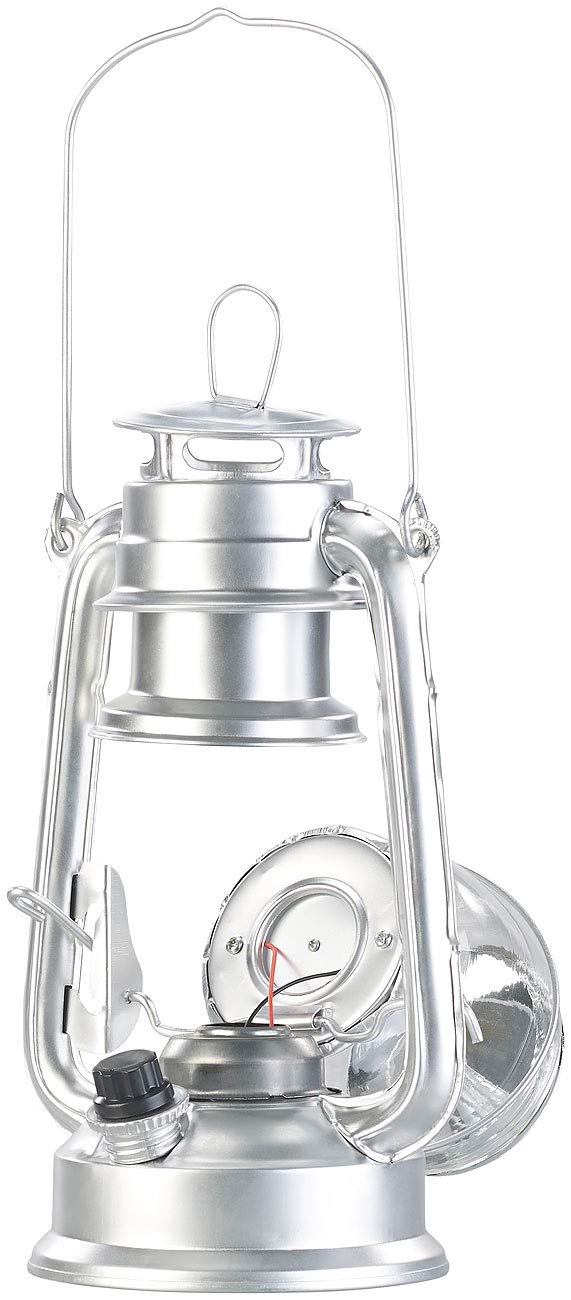 Lunartec Taschenlampen LED-Sturmlaterne Akku 200lm silbern