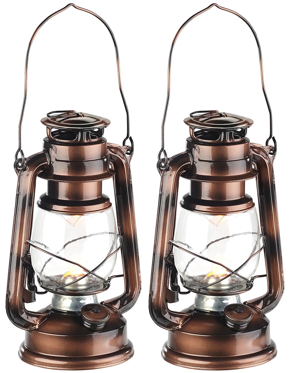 Lunartec Licht-Dekoration Sturmlaterne LED Bronze 2er-Set