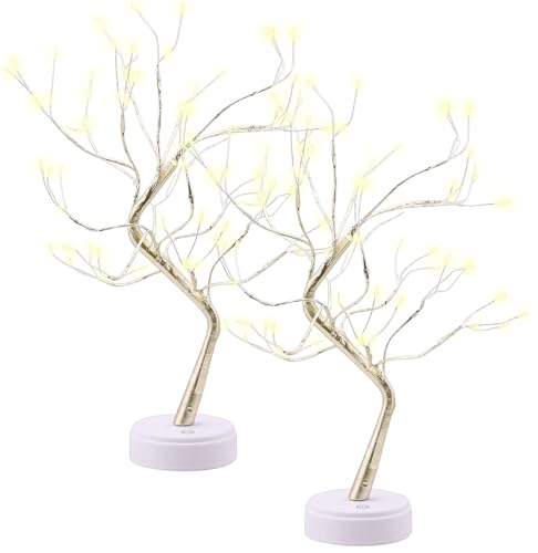 Lunartec Innenbeleuchtung LED-Lichterbäume gold 2er 53 cm