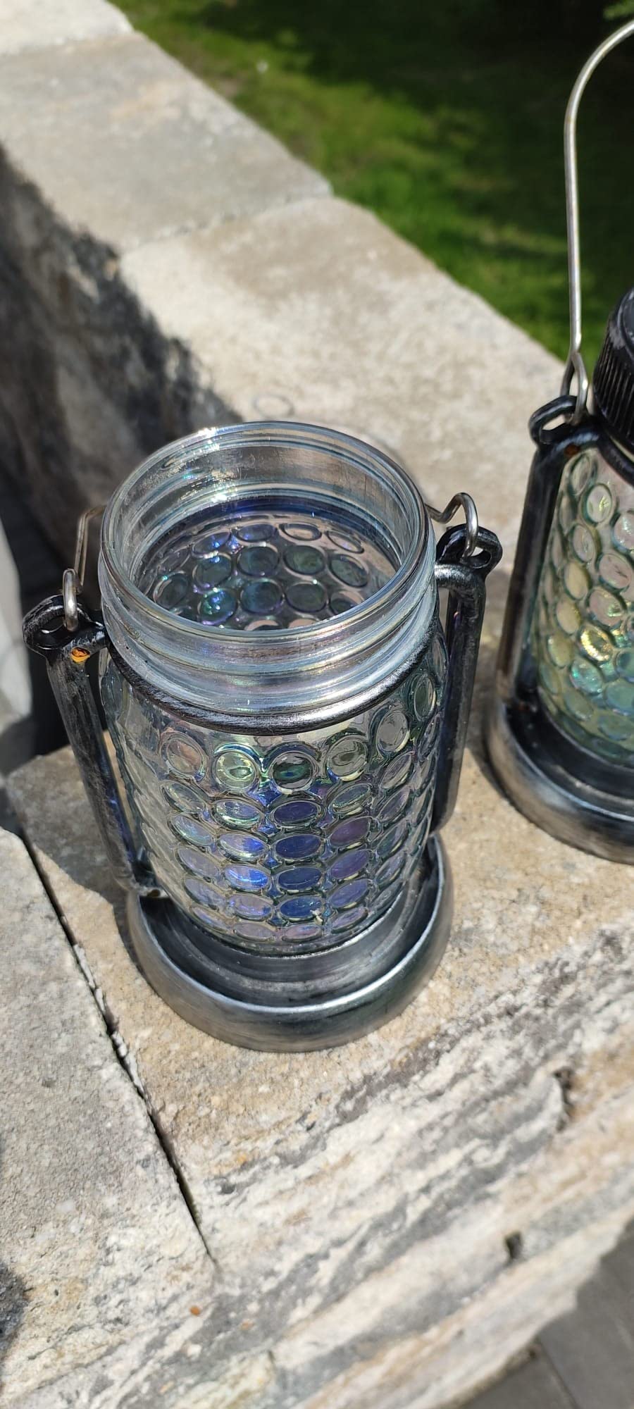 Bxroiu Solar Laterne Glas warmweiß 2er-Set mit Erdspieß