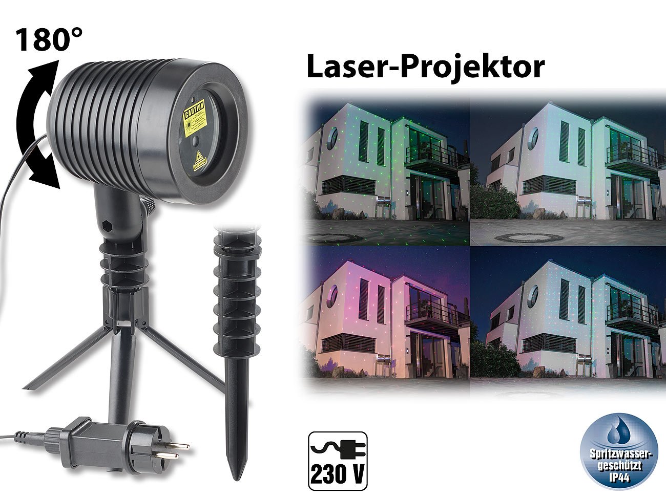 Lunartec Licht-Dekoration Laserprojektor LP-300 rot-grün IP44